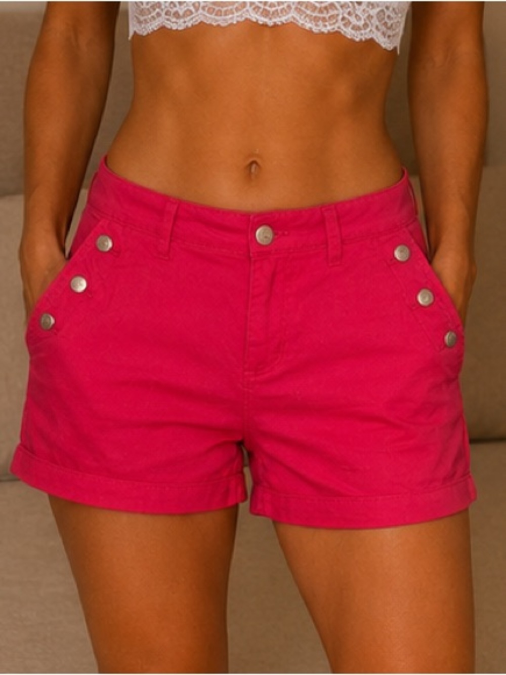 Billie Hot Pink Nautical Button shorts size 14